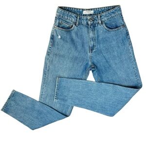 Zara Denim Light Blue Casual Distressed Straight Leg Jeans Womens Size 2